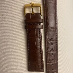 Rolex Brown 20mm Leather Watch Strap with Gold Buckle